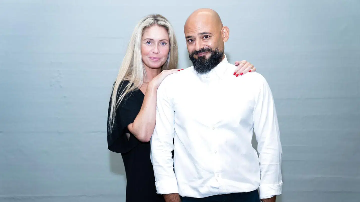 Skuespiller Janus Nabil Bakrawi og Karina Frimodt til 'Vild med dans' pressemøde i København, tirsdag den 8. september 2020. (Foto: Emil Helms/Ritzau Scanpix)