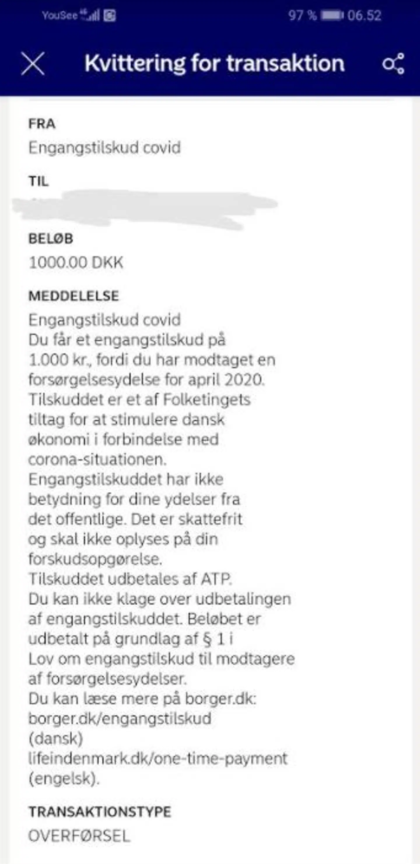 Christoffer modtog 1.000 kroner torsdag morgen, selv om han ikke mener, at han har krav på engangsydelsen.