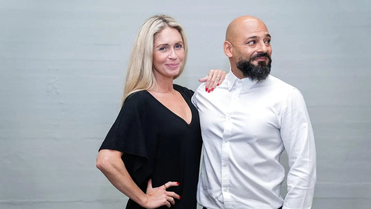 Skuespiller Janus Nabil Bakrawi og Karina Frimodt til 'Vild med dans' pressemøde i København, tirsdag den 8. september 2020. (Foto: Emil Helms/Ritzau Scanpix)