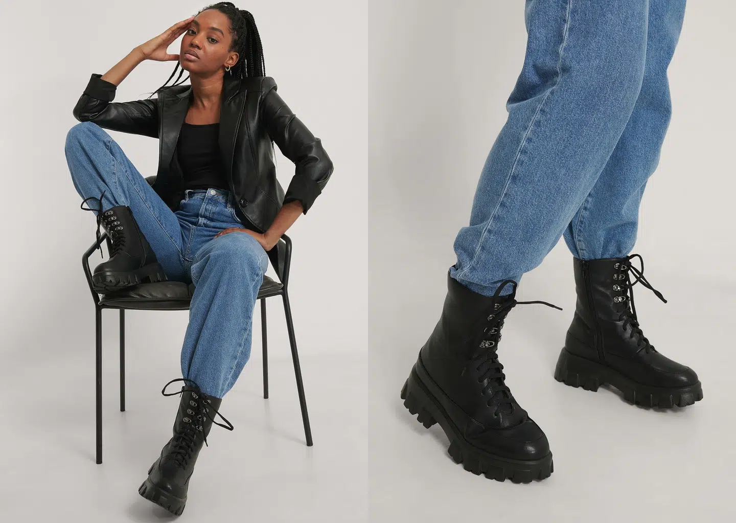 Chunky støvler med snørreskaft fra NA-KD