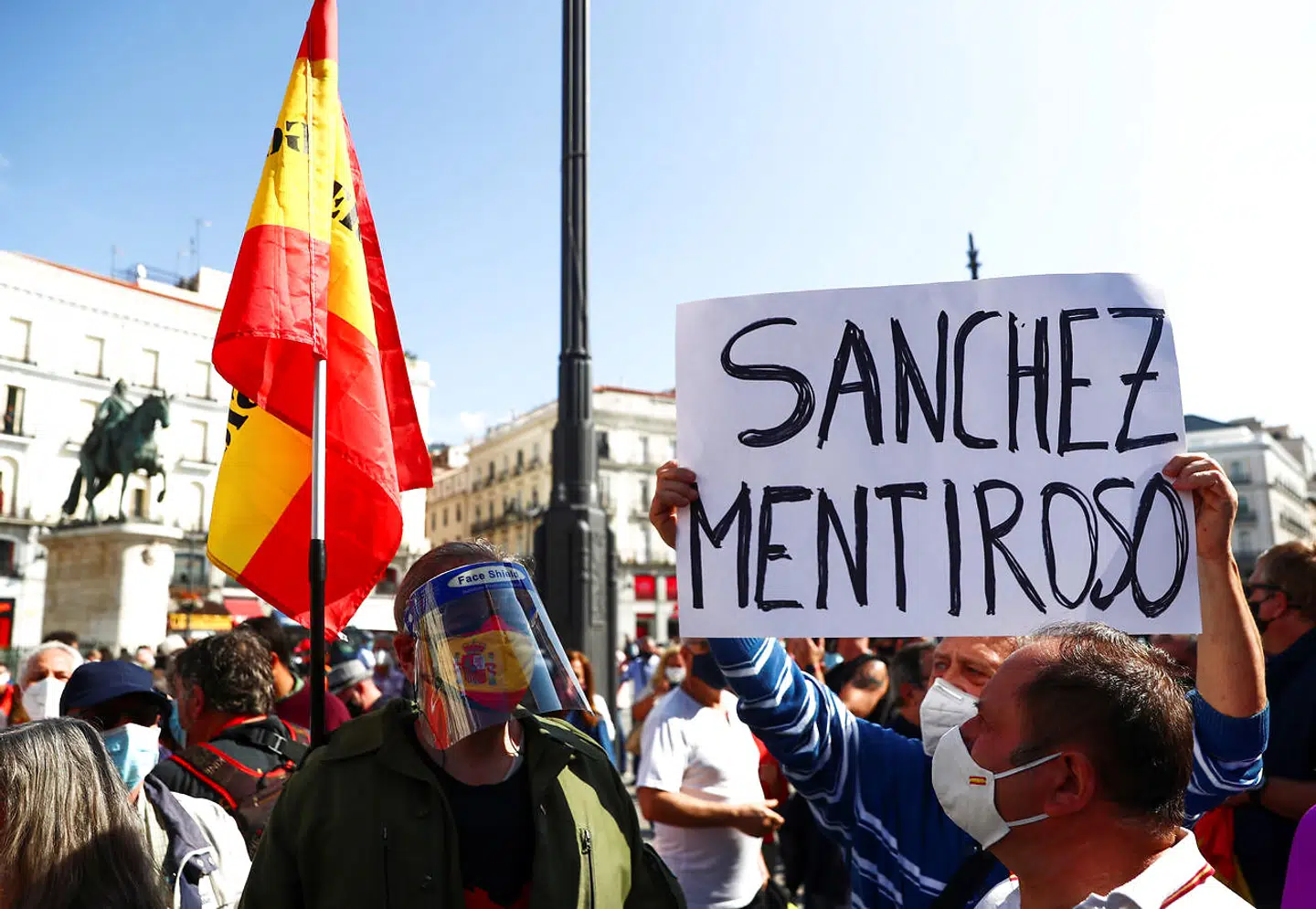 Her ses en mand til en af demonstrationerne