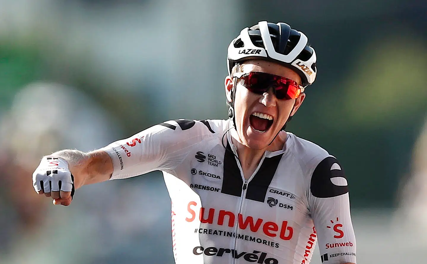 Cycling - Tour de France - Stage 19 - Bourg-en-Bresse to Champagnole - France - September 18, 2020. Team Sunweb rider Soren Kragh Andersen of Denmark wins the stage. REUTERS/Benoit Tessier/Pool