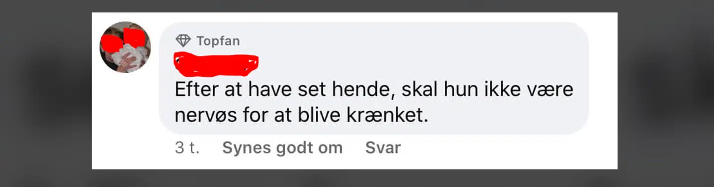Her ses en af de fire kommentarer Samira Nawa, der er ligestillingsordfører for Radikale Venstre, har modtaget på Facebook, og som partifællen Martin Lidegaard nu henviser til. B.T. har modsat Martin Lidegaard valgt at sløre navn og billede.