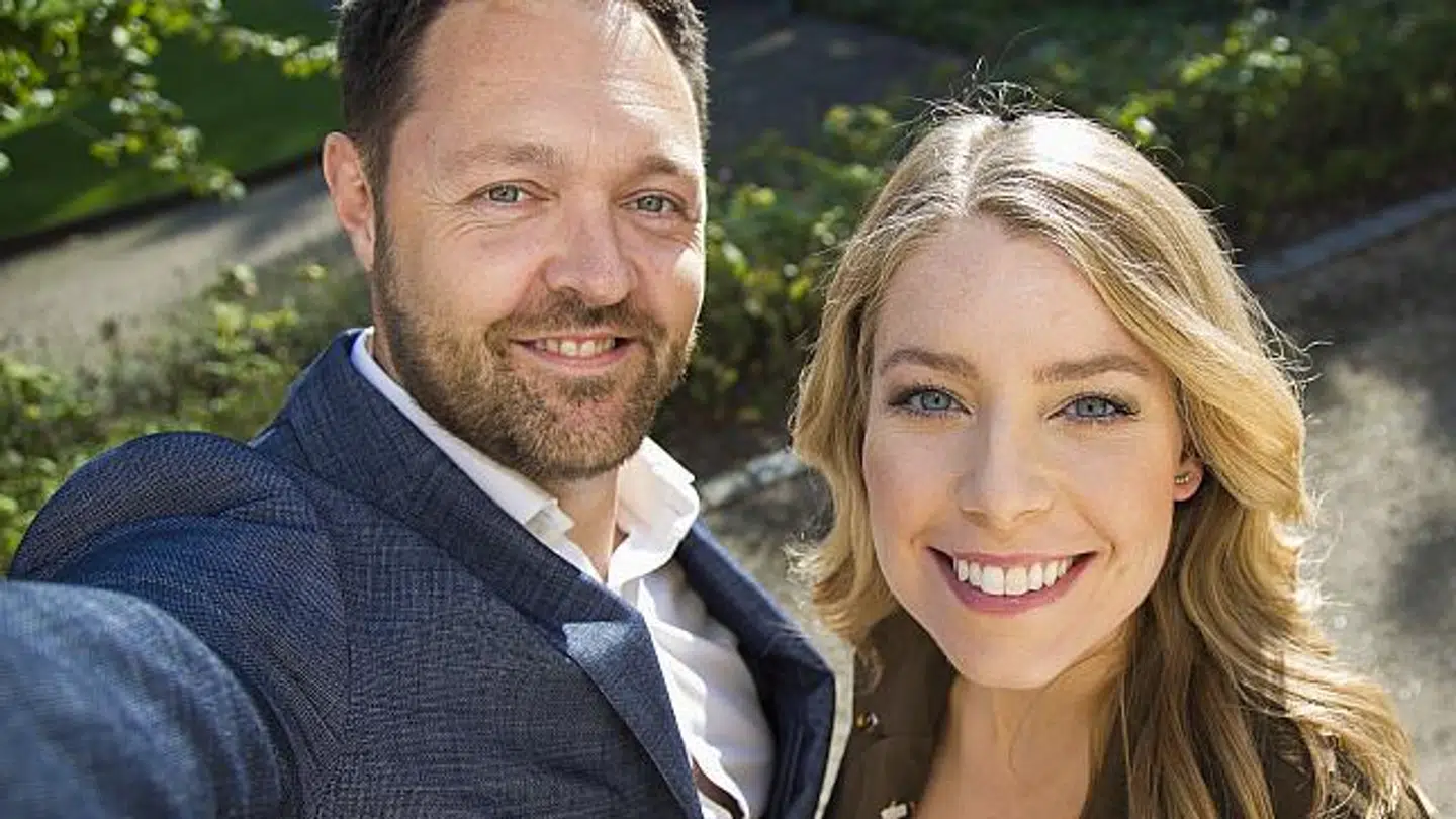 Nadia Filt ses her sammen med medvært på Lorry, Marco Houlind. Foto: TV2 Lorry