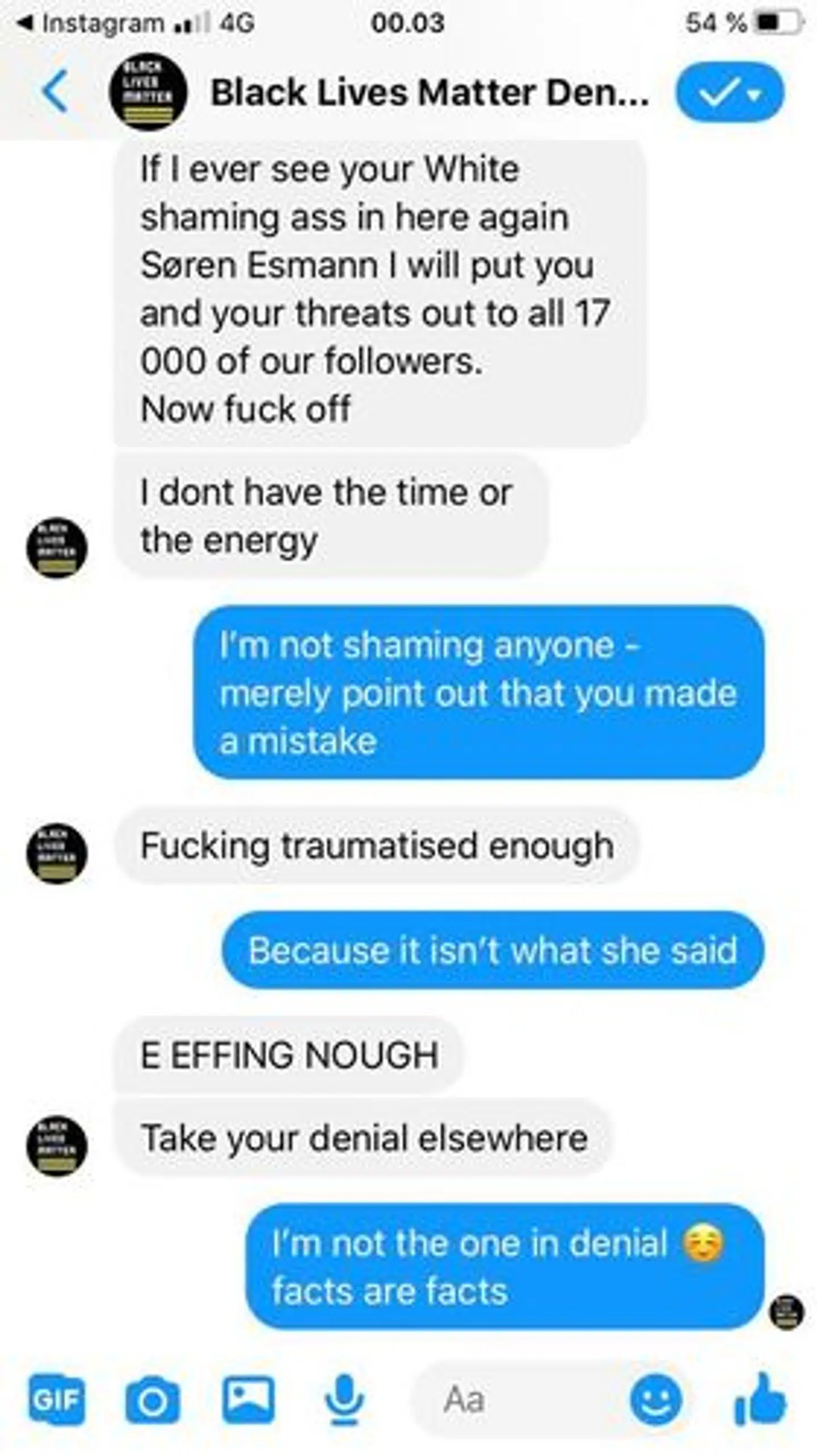 Her ses et uddrag af Søren Esmanns korrespondance med BLM.