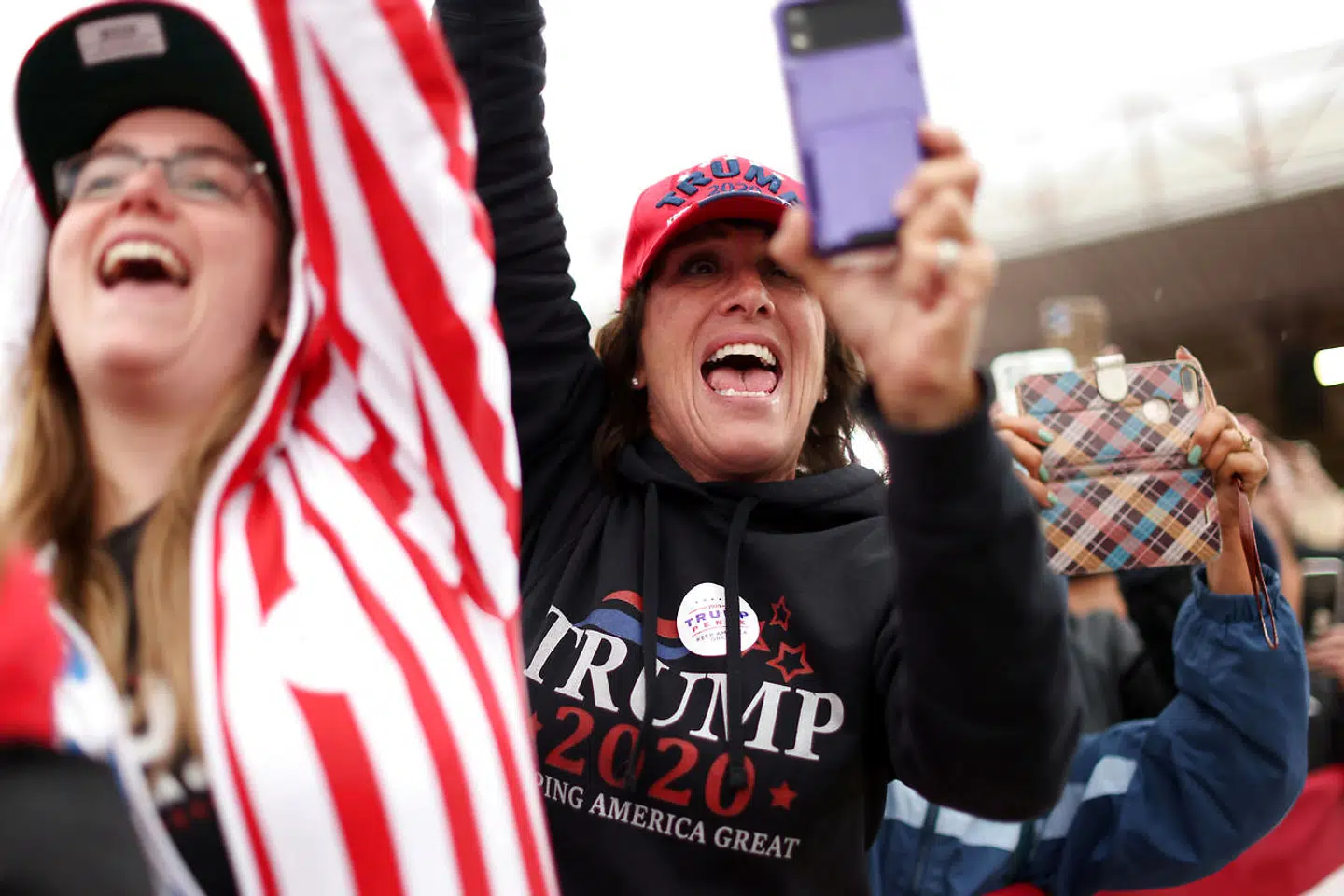 Supporters rally with U.S. President Donald Trump during a campaign event at MBS International Airport, in Freeland, Michigan, U.S., September 10, 2020. REUTERS/Jonathan Ernst
