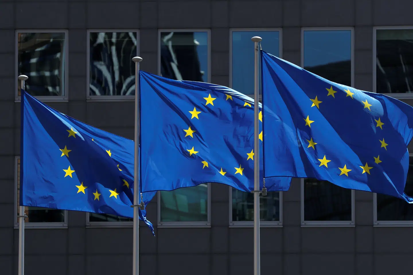 FILE PHOTO: European Union flags flutter outside the European Commission headquarters in Brussels, Belgium June 25, 2020. REUTERS/Yves Herman/File Photo Yves Herman/Reuters