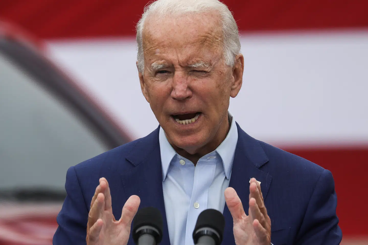 Den demokratiske præsidentkandidat, Joe Biden, talte onsdag i byen Warren i Michigan, som er hjemsted for den amerikanske bilindustri. Leah Millis/Reuters
