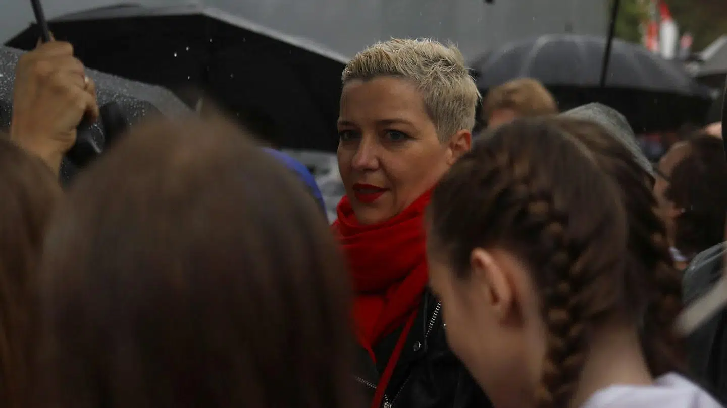 Den hviderussiske oppositionsleder Maria Kolesnikova her set ved en demonstration.