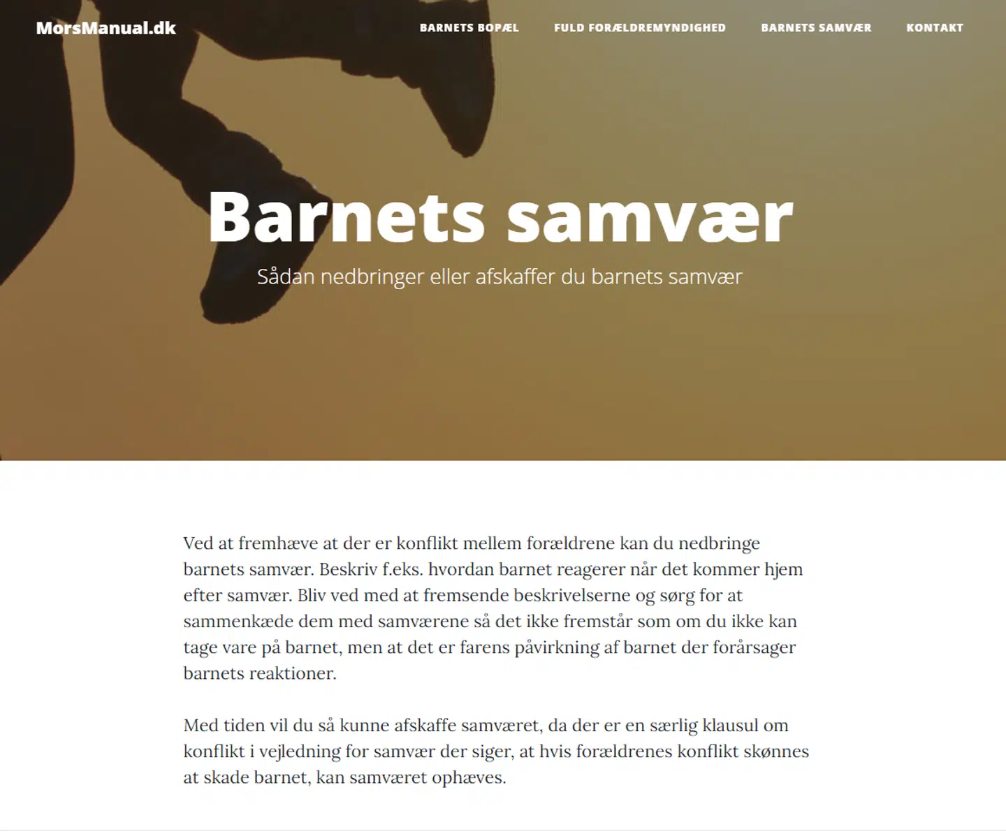 »Sådan nedbringer eller afskaffer du barnets samvær« står der på hjemmesiden.