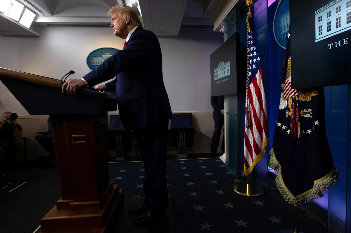 På et pressemøde mandag lokal tid afviste Donald Trump at fordømme voldshandlinger fra støtter. Leah Millis/Reuters