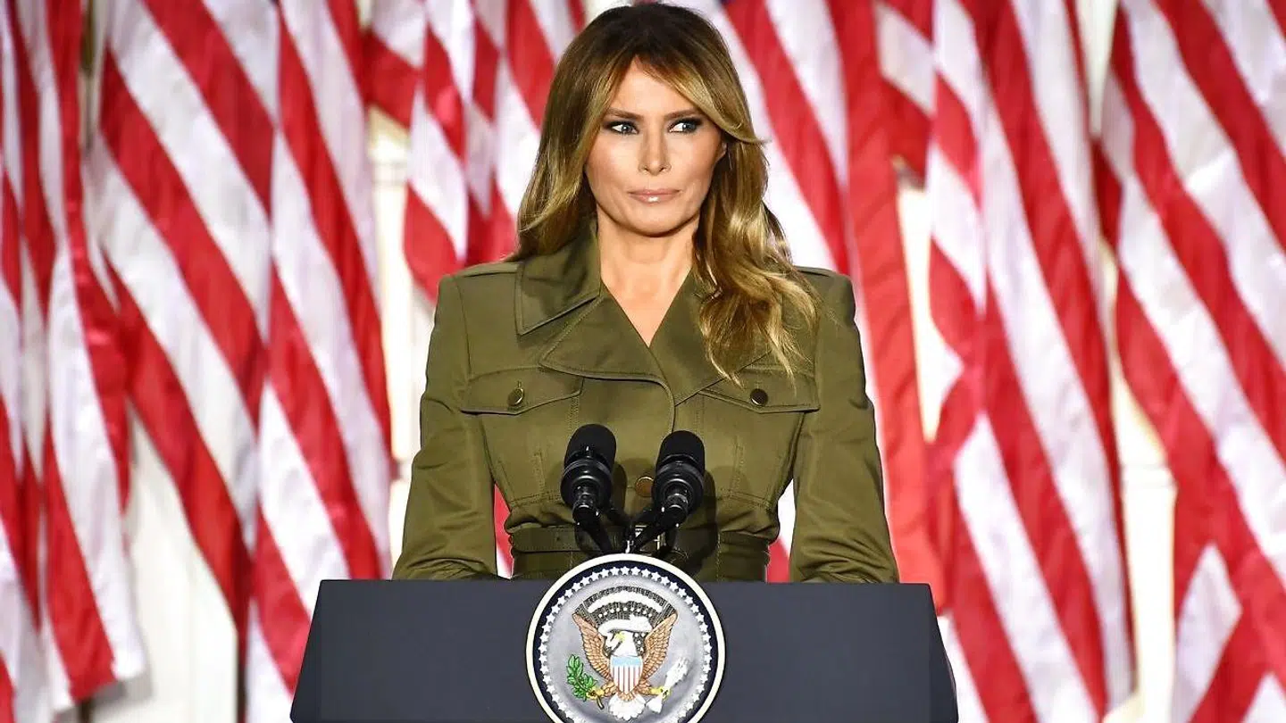 Melania Trump ved talerstolen til Republikanernes konvent.