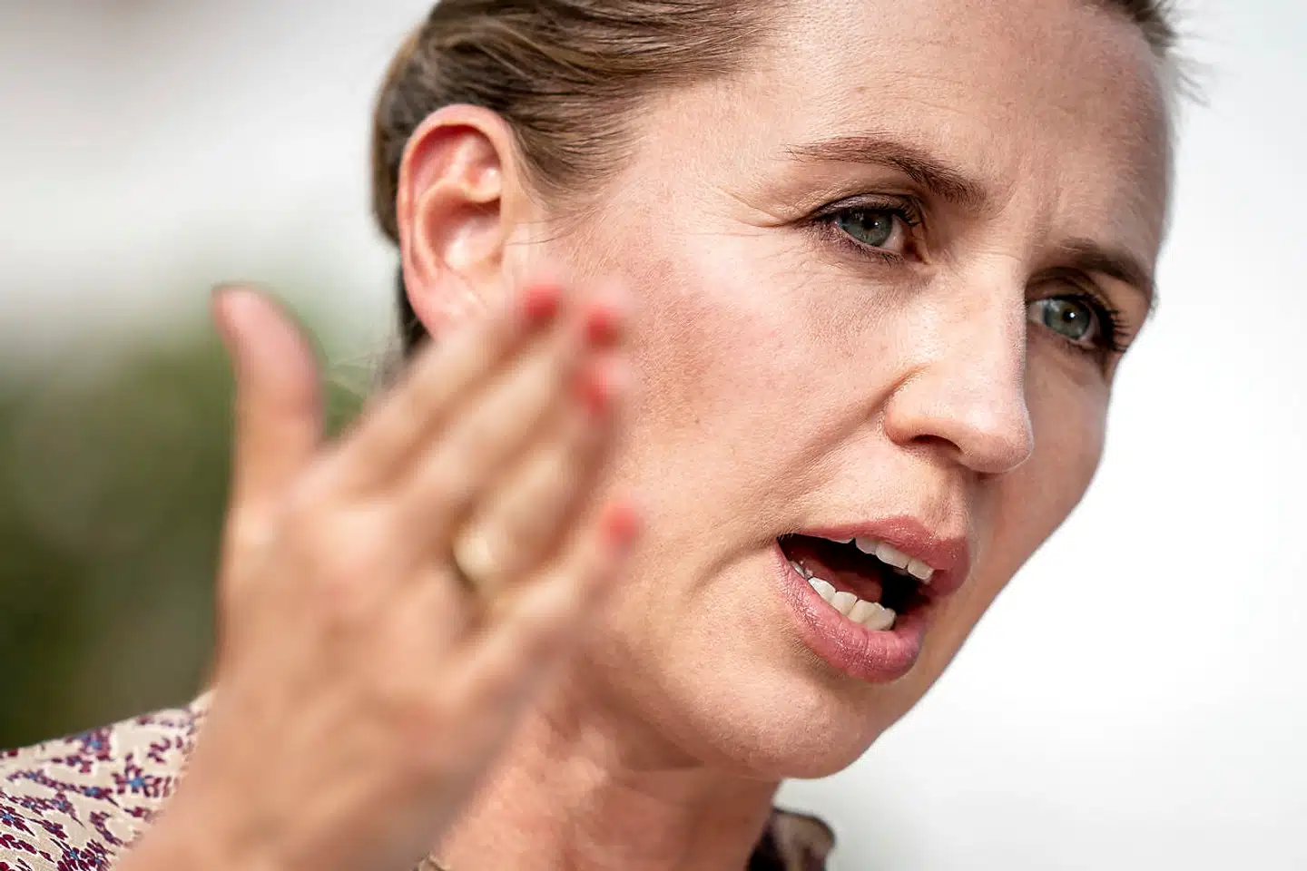Statsminister Mette Frederiksen under pressemøde i forbindelse med Socialdemokratiets sommergruppemøde på Benniksgaard Hotel i Gråsten onsdag den 19. august 2020.. (Foto: Mads Claus Rasmussen/Ritzau Scanpix)
