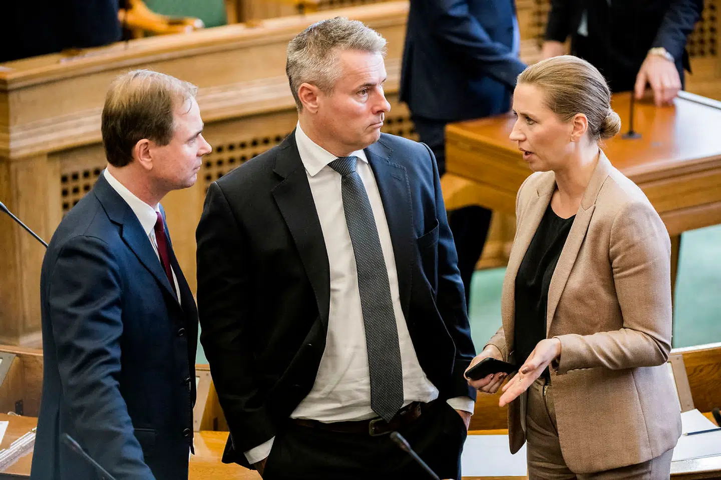 Socialdemokraternes formand, Mette Frederiksen sammen med Henrik Sass Larsen og Nicolai Wammen - under Folketingets åbning, tirsdag den 3. oktober 2017.