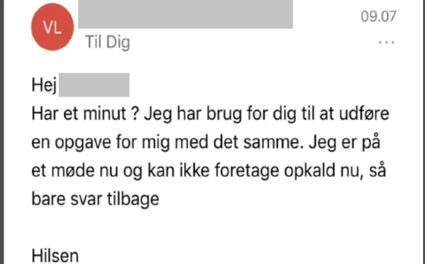 Det er en mail som denne, som bruges til den såkaldte 'CEO-svindel.'