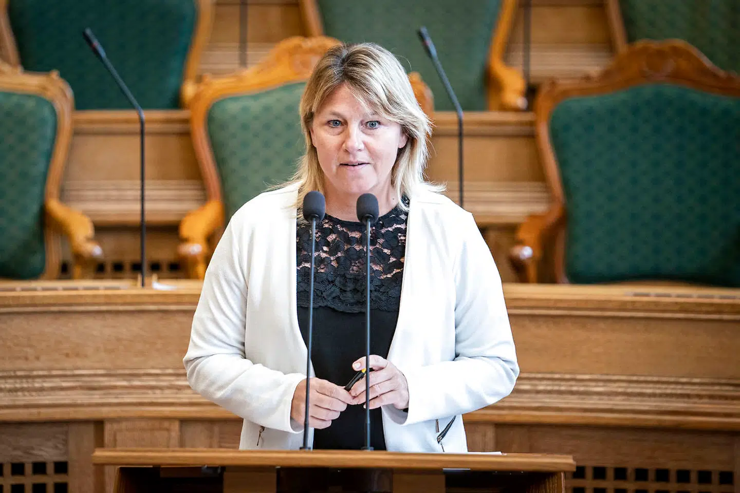 Dansk Folkepartis Pernille Bendixen til ministrenes spørgetid i Folketingssalen, onsdag den 6. maj 2020.. (Foto: Niels Christian Vilmann/Ritzau Scanpix)