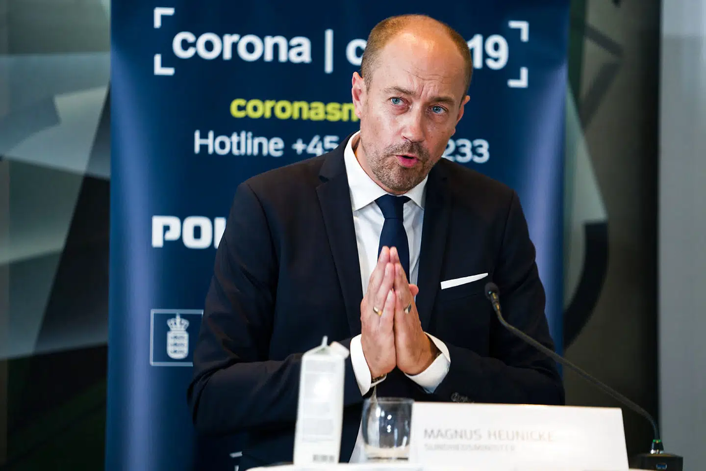 Sundheds- og Ældreminister Magnus Heunicke under pressebriefing om status for udviklingen i antallet af smittede i Danmark og EU i Eigtveds Pakhus i København mandag den 10. august 2020..