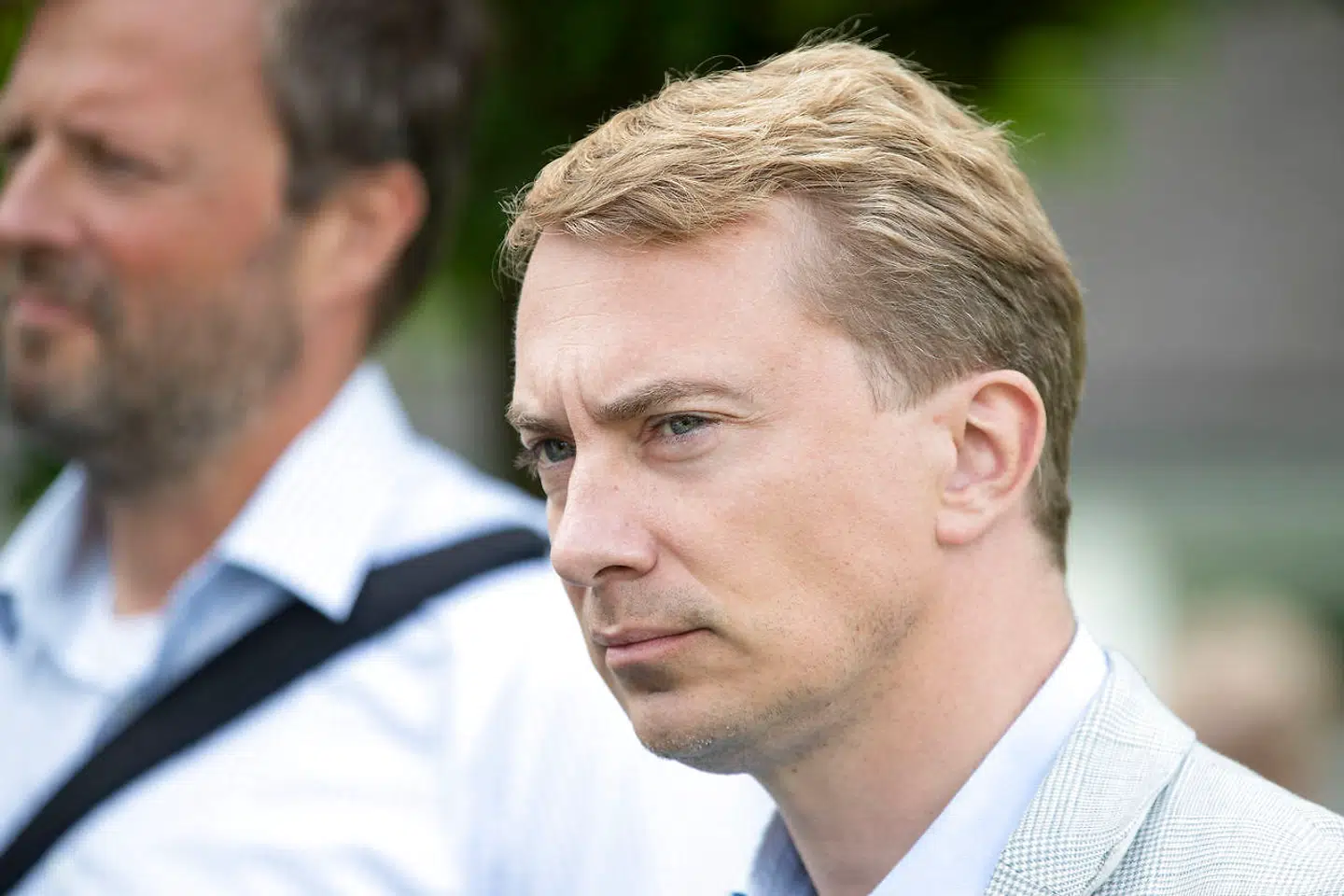 Morten Messerschmidt fotograferet i forbindelse med, at Dansk Folkeparti holder pressemøde efter sommergruppemødet på Sandbjerg Gods i Sønderborg, onsdag den 5. august 2020.