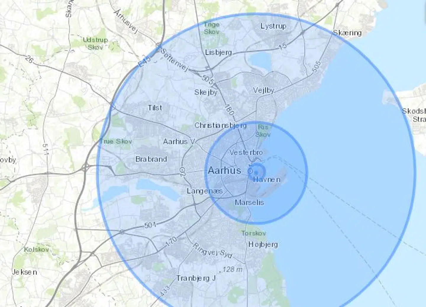 Eksplosionens radius er sat til et par hundrede meter i første cirkel, 3,2 kilometer i næste og 10 kilometer i tredje cirkel. Tallene er baseret på foreløbige estimater fra eksplosionens ødelæggelser i Beirut.