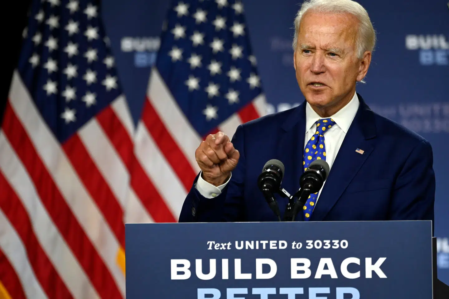 Demokraternes præsidentkandidat, tidligere vicepræsident Joe Biden, sagde på en pressekonference i sidste uge, at han forventede at kunne afsløre navnet på sin vicepræsidentkandidat i denne uge. Det trækker dog ud - men vedkommende bliver præsenteret inden Demokraternes partikonvent 17. august. Andrew Caballero-Reynolds/Ritzau Scanpix