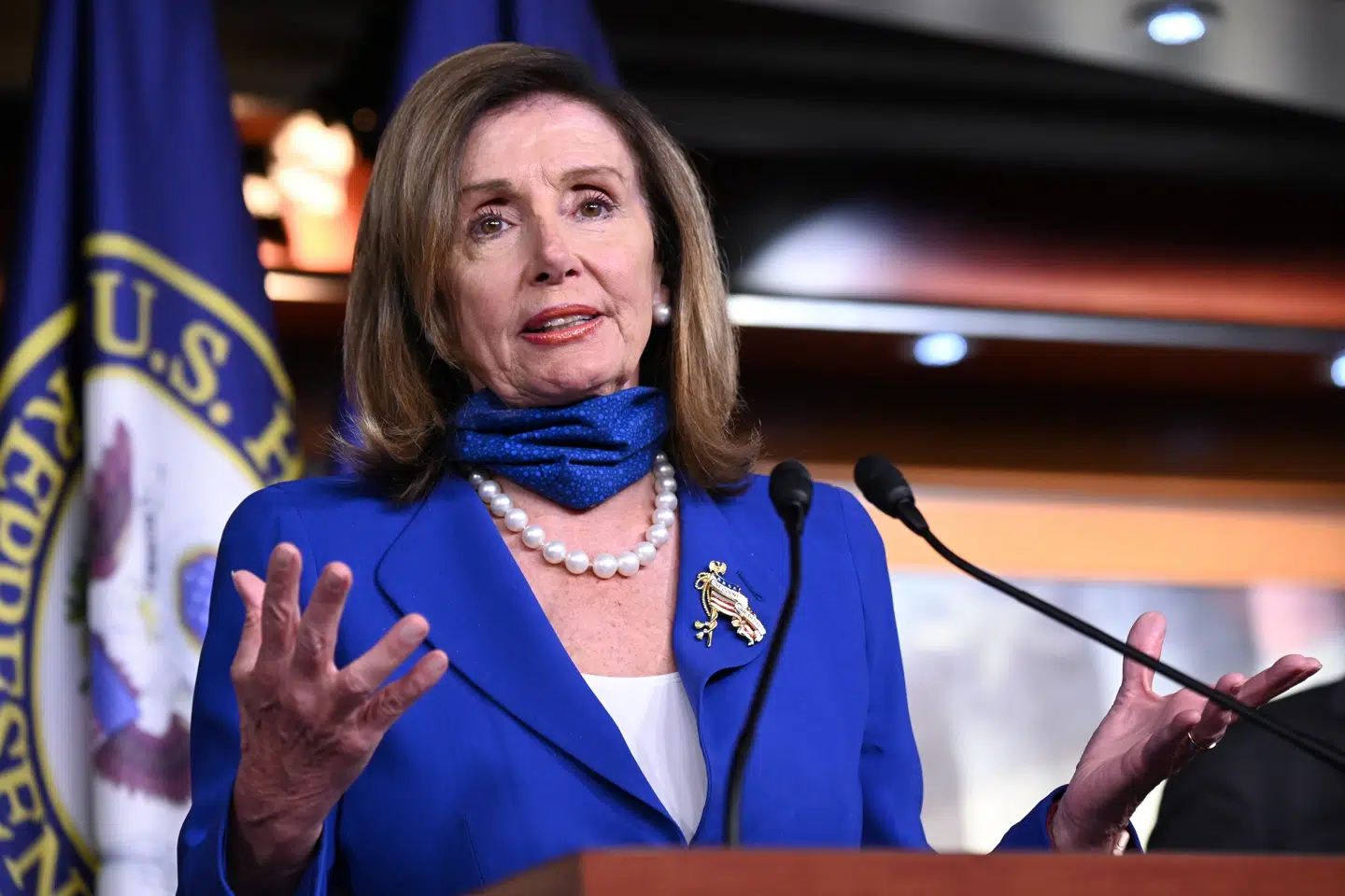 Demokraten Nancy Pelosi, formand for Repræsentanternes Hus, sagde mandag, at det haster med at nå til enighed i Kongressen om en ny økonomisk hjælpepakke. (Arkivfoto) Erin Scott/Reuters