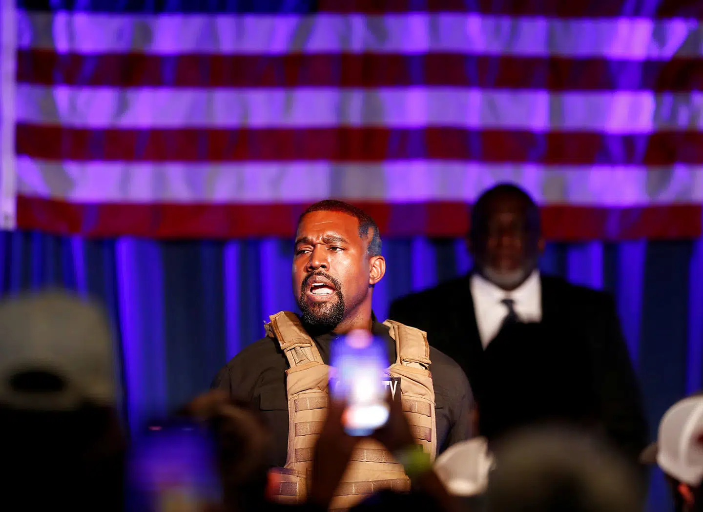 Kanye West under sit vælgermøde i South Carolina.