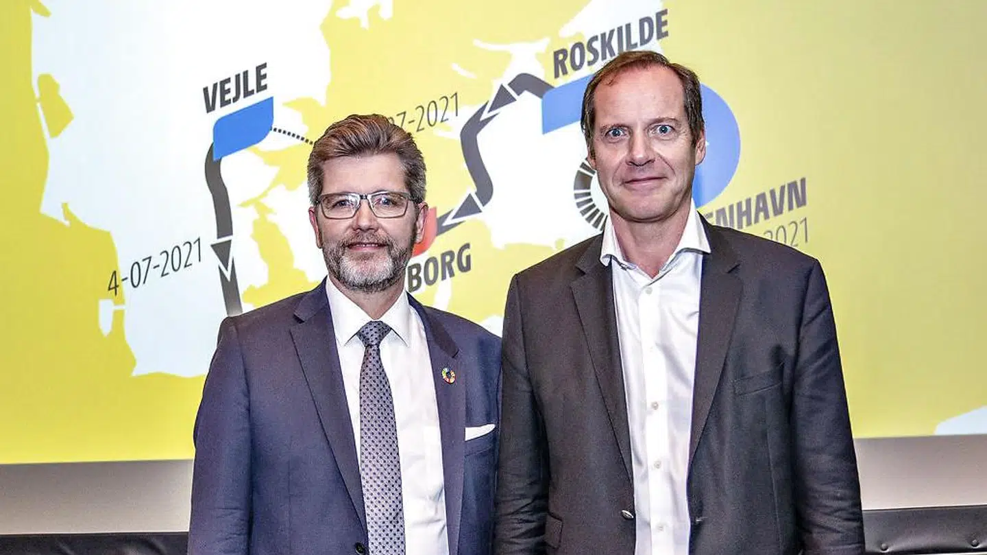 Løbsdirektør for Tour de France, Christian Prudhomme, og overborgmester og bestyrelsesformand for Grand Départ Copenhagen Denmark, Frank Jensen (S) forhandler om en udskydelse af den danske Tour-start.