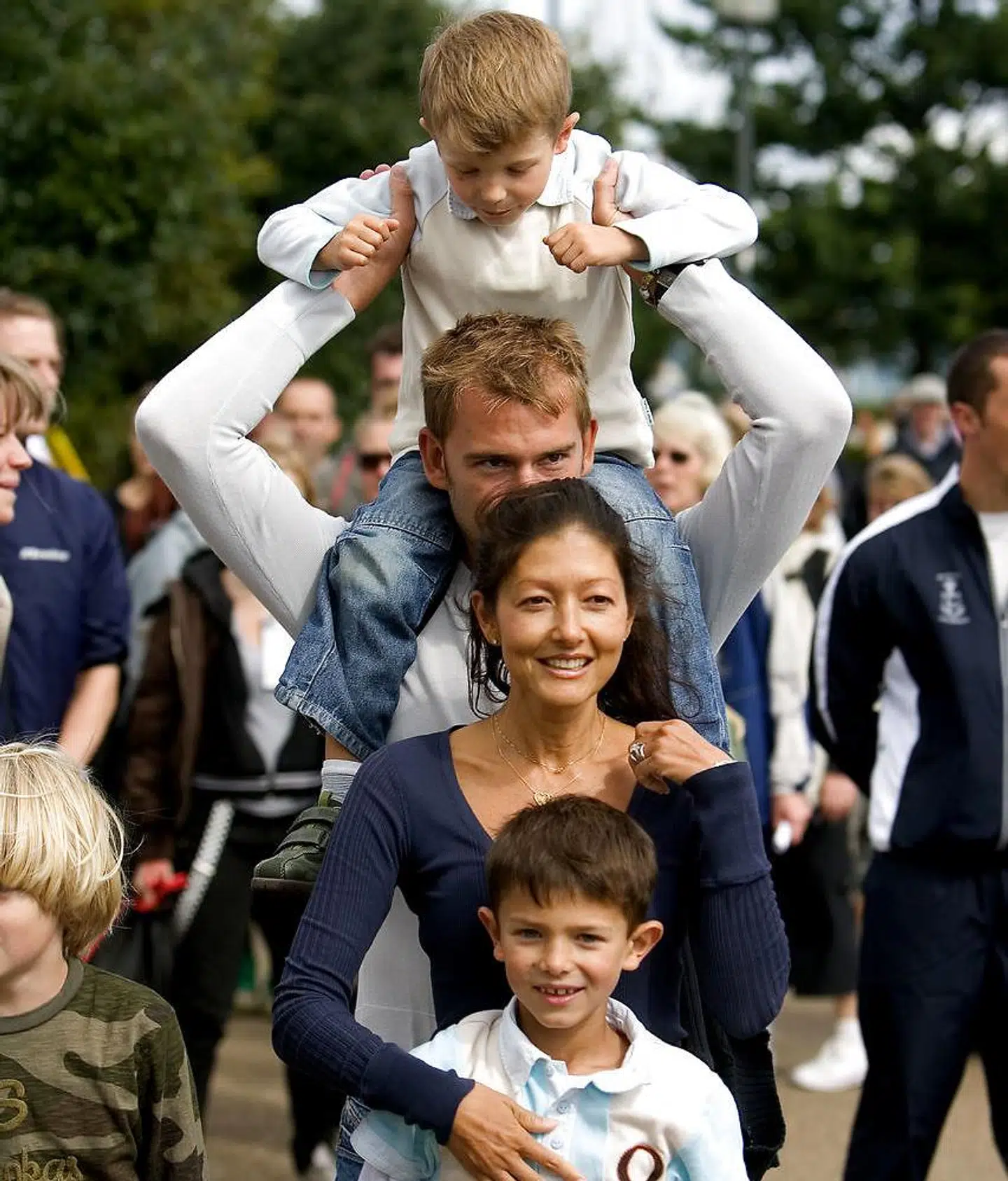 Grevinde Alexandra og Martin Jørgensen med de to prinser til Ecco Walkathon søndag formiddag d. 26. juni 2007 på Kastellet i København.