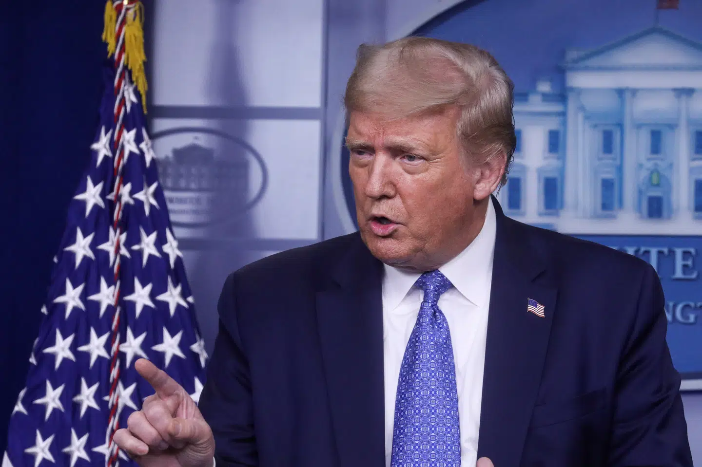 Præsident Donald Trump holder pressemøde onsdag i Det Hvide Hus om coronasituationen i USA. Undervejs kom præsidenten ind på USA's efterhånden betændte forhold til Kina. Leah Millis/Reuters