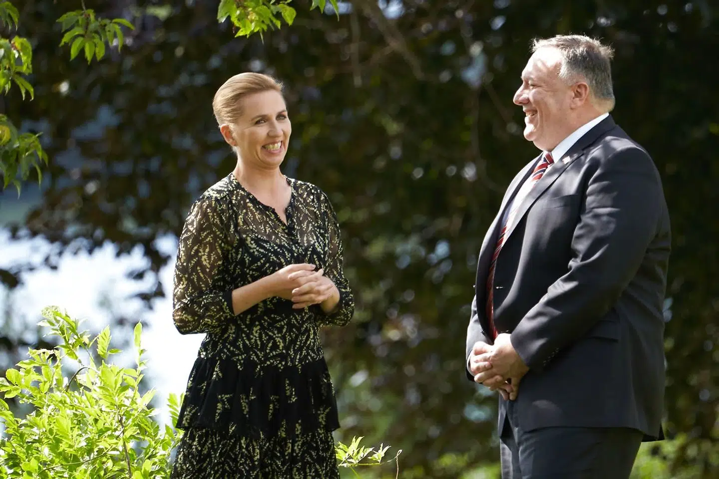 Mike Pompeo fik en snak med Mette Frederiksen på Marienborg.