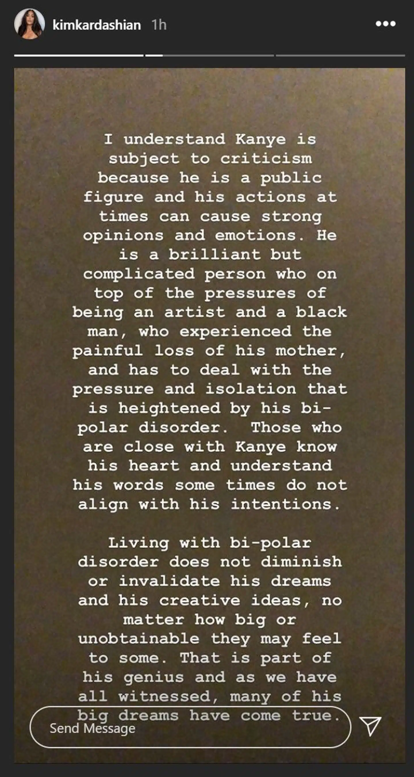 I sin story på Instagram udtaler Kim Kardashian West sig for første om Kanye Wests psykiske sygdom. Dette er anden del.