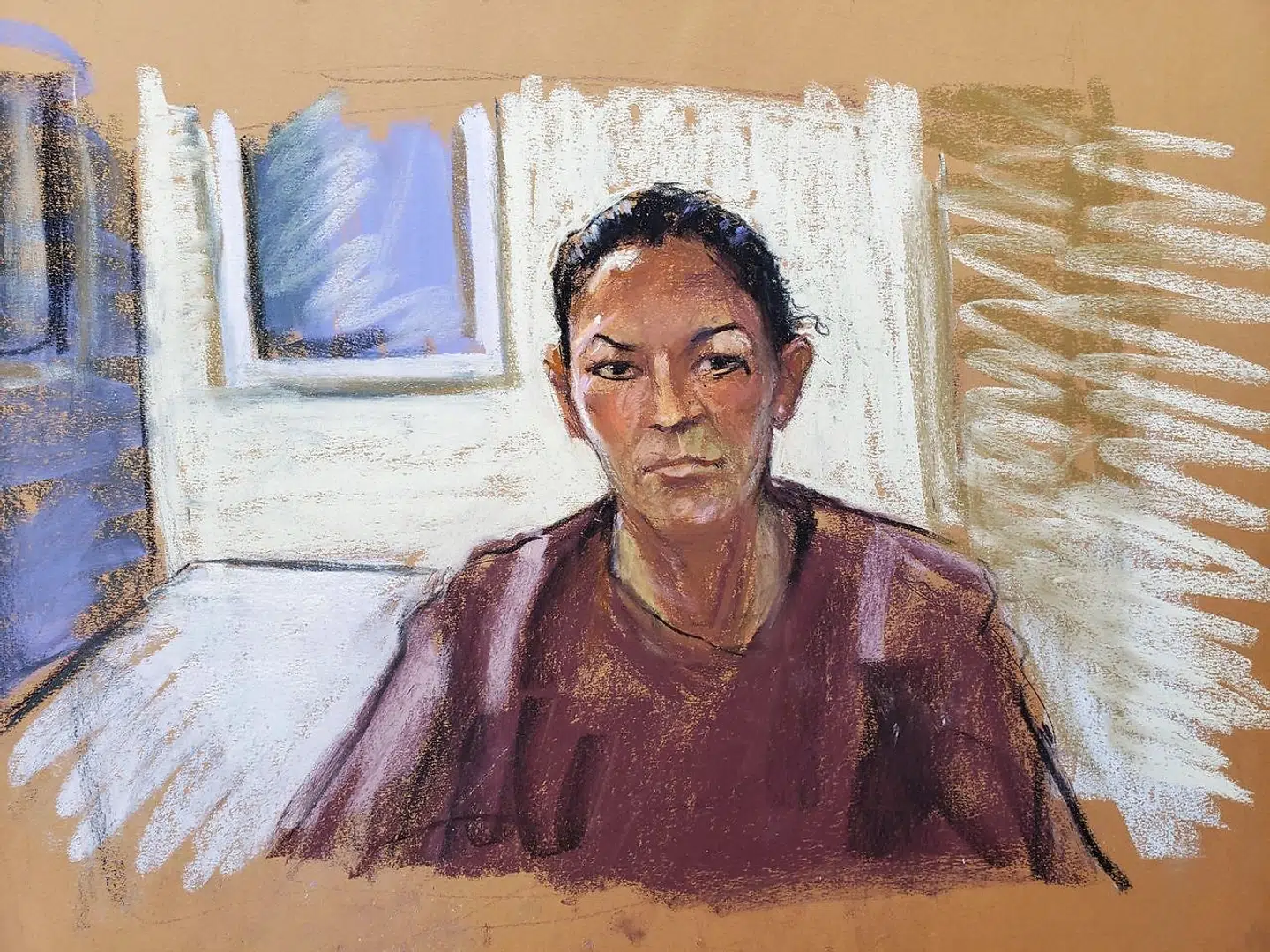 Ghislaine Maxwell appears via video link during her arraignment hearing where she was denied bail for her role aiding Jeffrey Epstein to recruit and eventually abuse of minor girls, in Manhattan Federal Court, in the Manhattan borough of New York City, New York, U.S. July 14, 2020 in this courtroom sketch. REUTERS/Jane Rosenberg