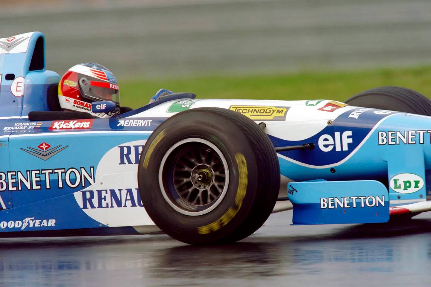 Tyske Michael Schumacher kørte med BBS-fælge i sin Formel 1-bil for Benetton-Renault.