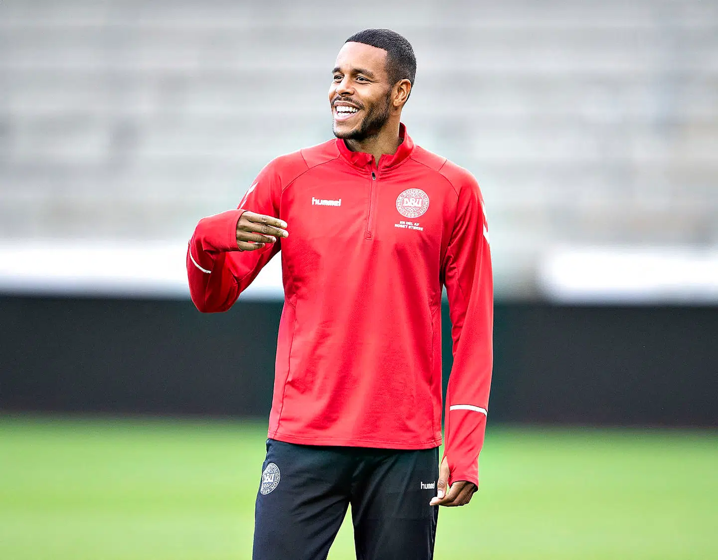 Mathias "Zanka" Jørgensen ved fodboldlandsholdets træning på MCH Arena i Herning, mandag 15. oktober 2018. Danmark spiller tirsdag aften venskabskamp mod Østrig.. (Foto: Henning Bagger/Ritzau Scanpix)