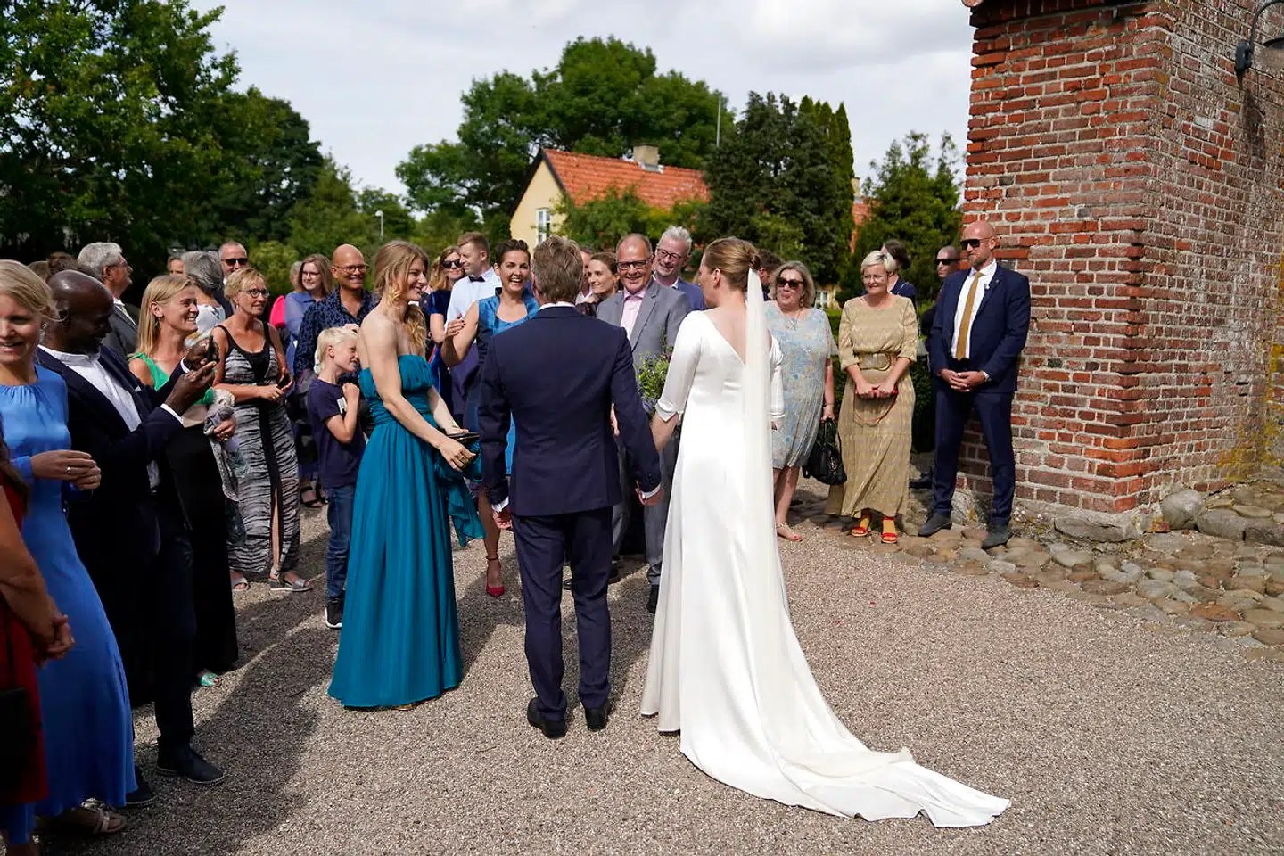 Vielsen mellem Statsminister Mette Frederiksen og filmfotograf Bo Tengberg i Magleby Kirke på Sjælland, onsdag den 15. juli 2020. Mette Frederiksen og Bo Tengberg blev gift onsdag eftermiddag. De har officielt dannet par siden 2014 og har været forlovet siden 2017. Brylluppet har af flere omgange været udskudt.