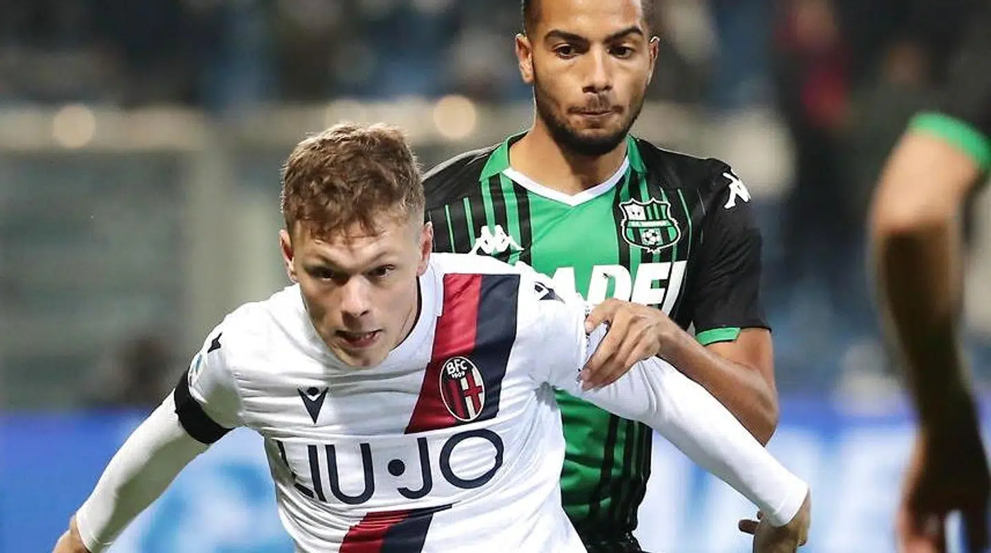 Andreas Skov Olsen i aktion for Bologna.