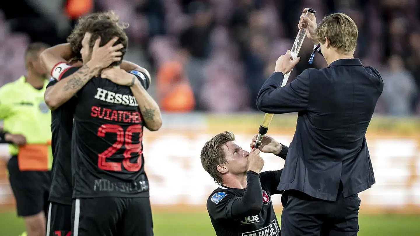 FC Midtjyllands Anders Dreyer efter Superliga-kampen mellem FC Midtjylland og FC København på MCH Arena i Herning.