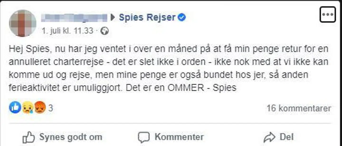 Der er mange utilfredse kunder ved rejsebureauerne. Foto: Facebook