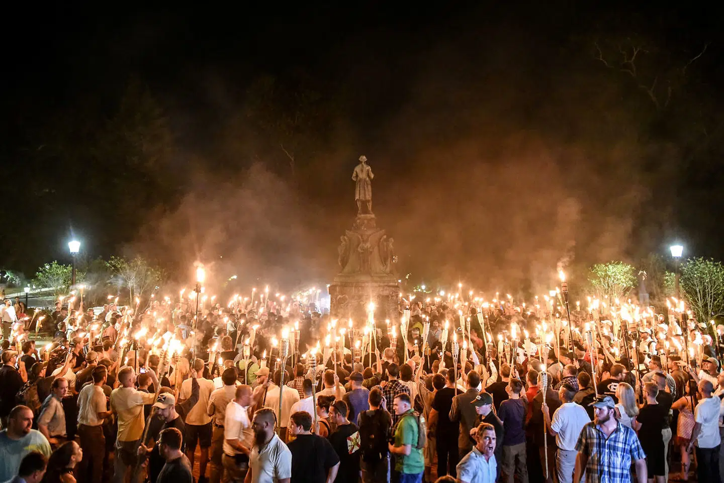 White nationalists participate in a torch-lit march on the grounds of the University of Virginia ahead of the Unite the Right Rally in Charlottesville, Virginia on August 11, 2017. Picture taken August 11, 2017. REUTERS/Stephanie Keith TPX IMAGES OF THE DAY