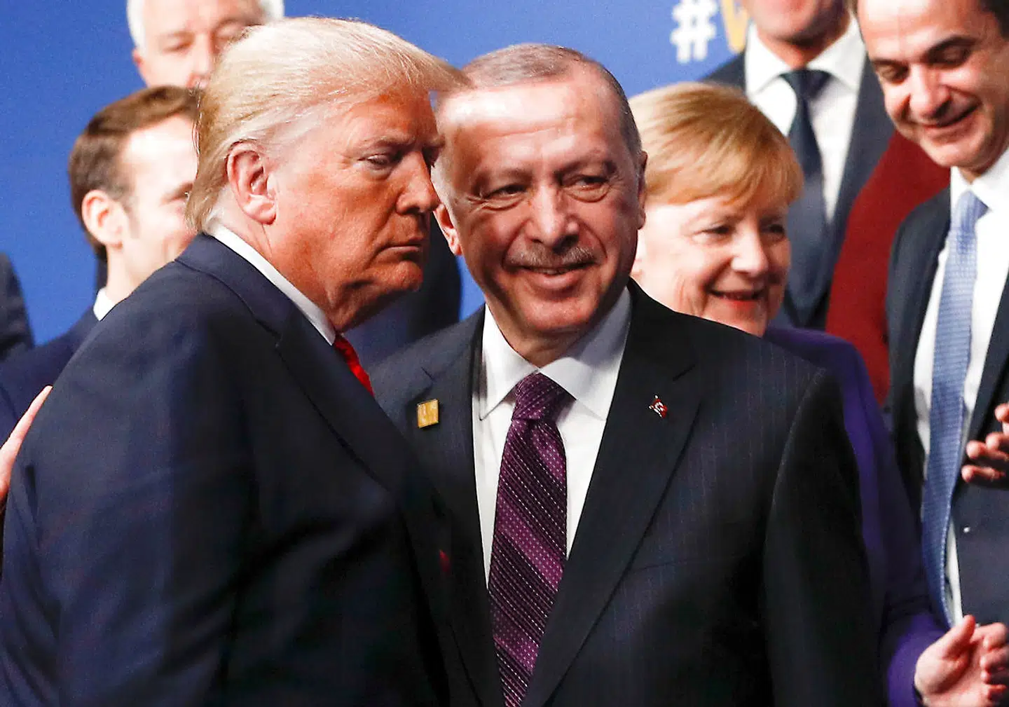 Præsident Donald Trump og Tyrkiets Recep Tayyip Erdogan fotograferet sammen ved NATO-topmødet i december sidste år. (Arkivfoto)