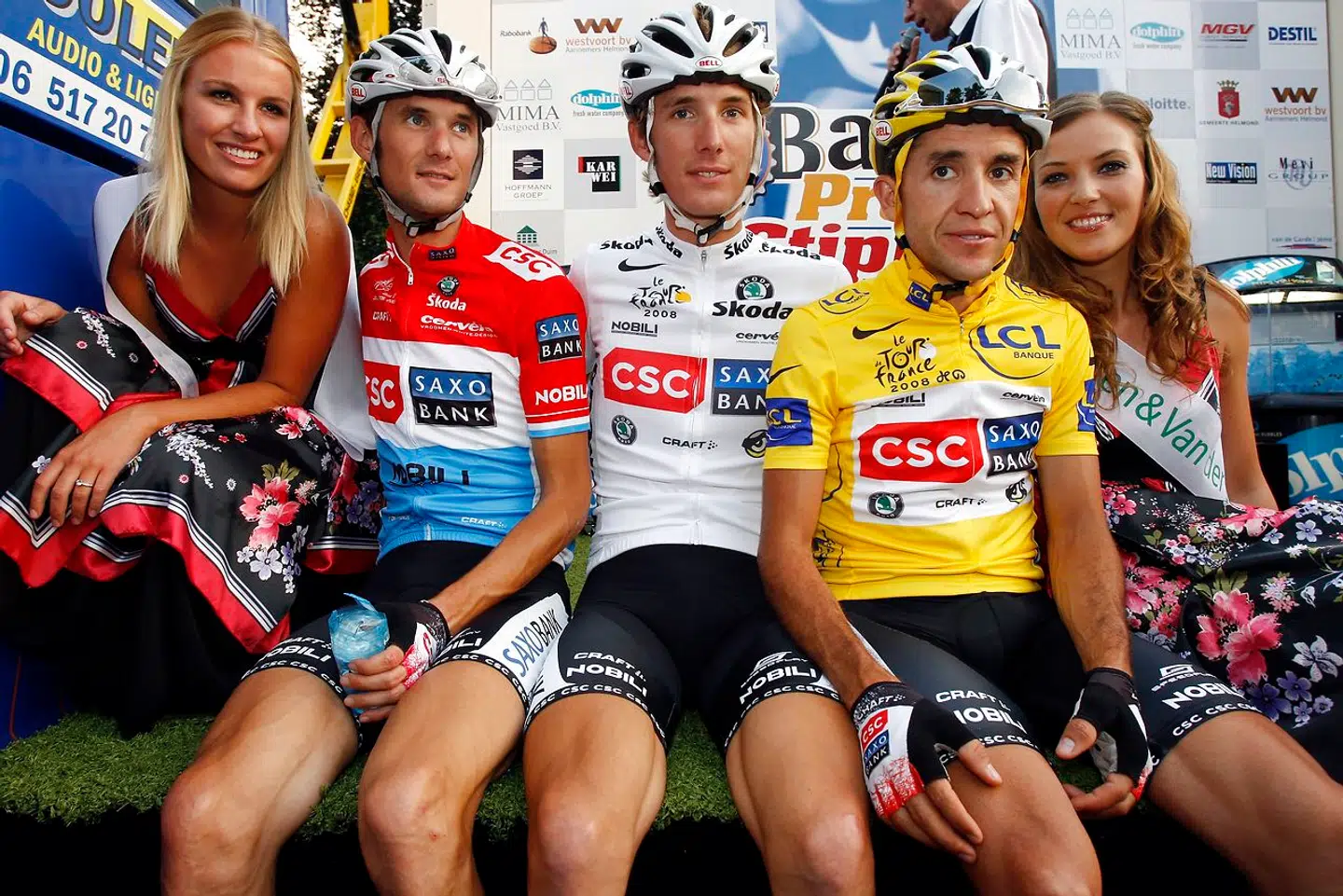 Frank Schleck, Andy Shleck og Carlos Sastre i 2008, kort efter spanierens Tour de France-sejr.