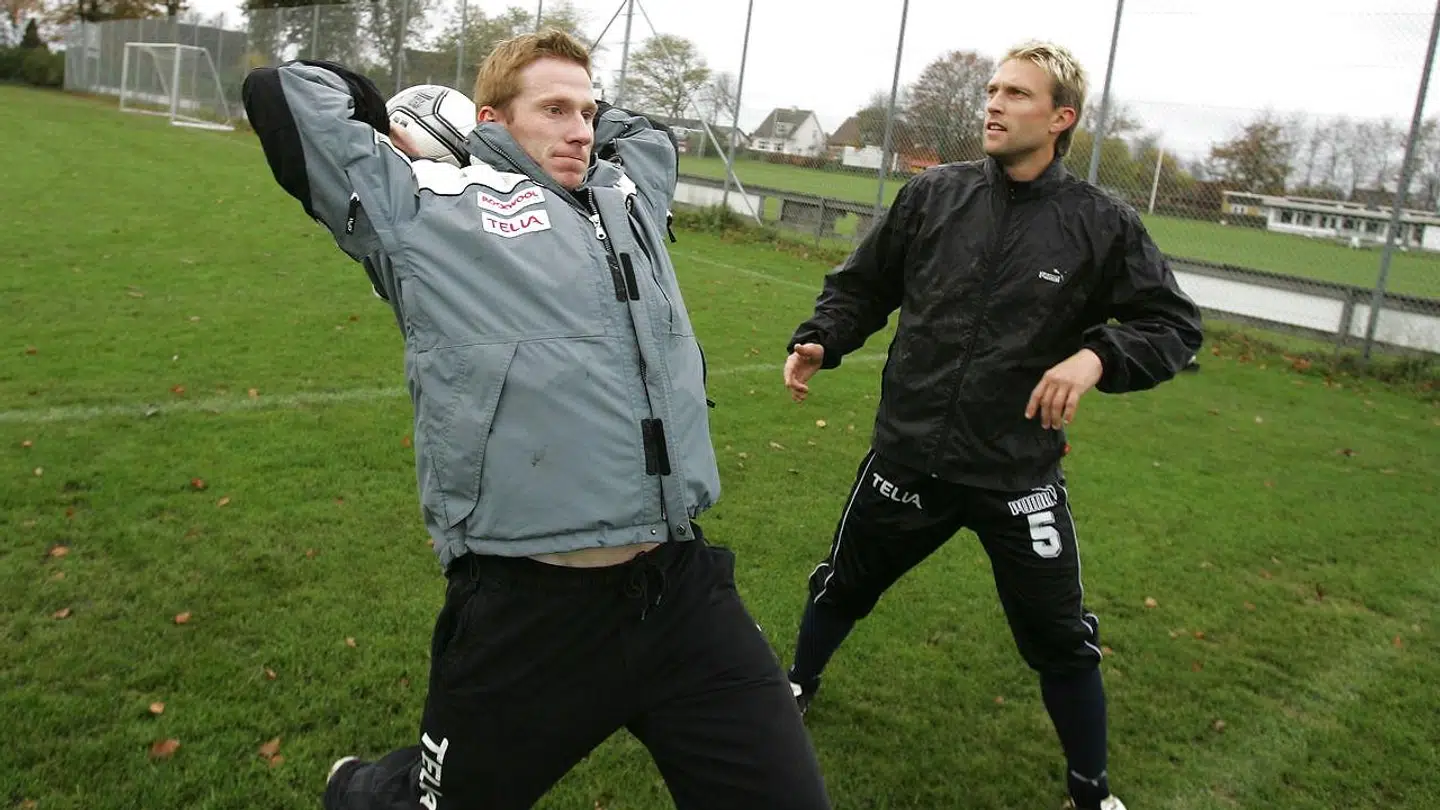Thomas Grønnemark (tv.) i sin tid i Viborg, hvor han også trænede klubben i indkast.