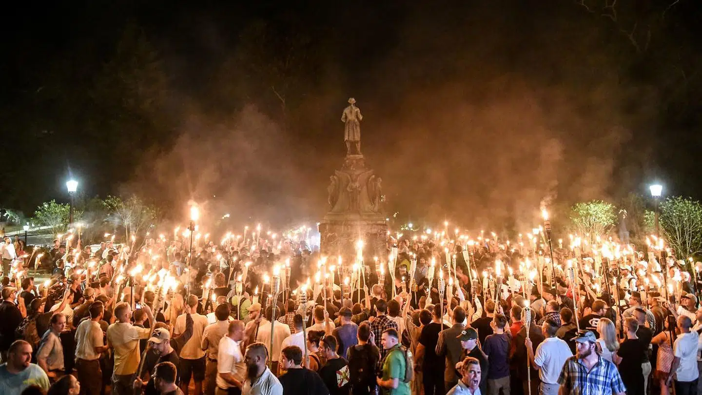 Hvide nationalister ved en demonstration i Charlottesville, Virgina, i 2017.