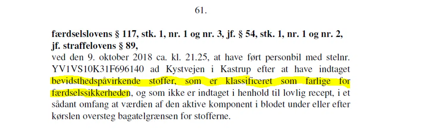Dokumentation: Her ses et af de tre eksempler på, at YJ udsætter andre trafikanter og gående for risiko for at blive kørt ned, når han påvirket af stoffer kører rundt i en bil. Denne gang i Kastrup.