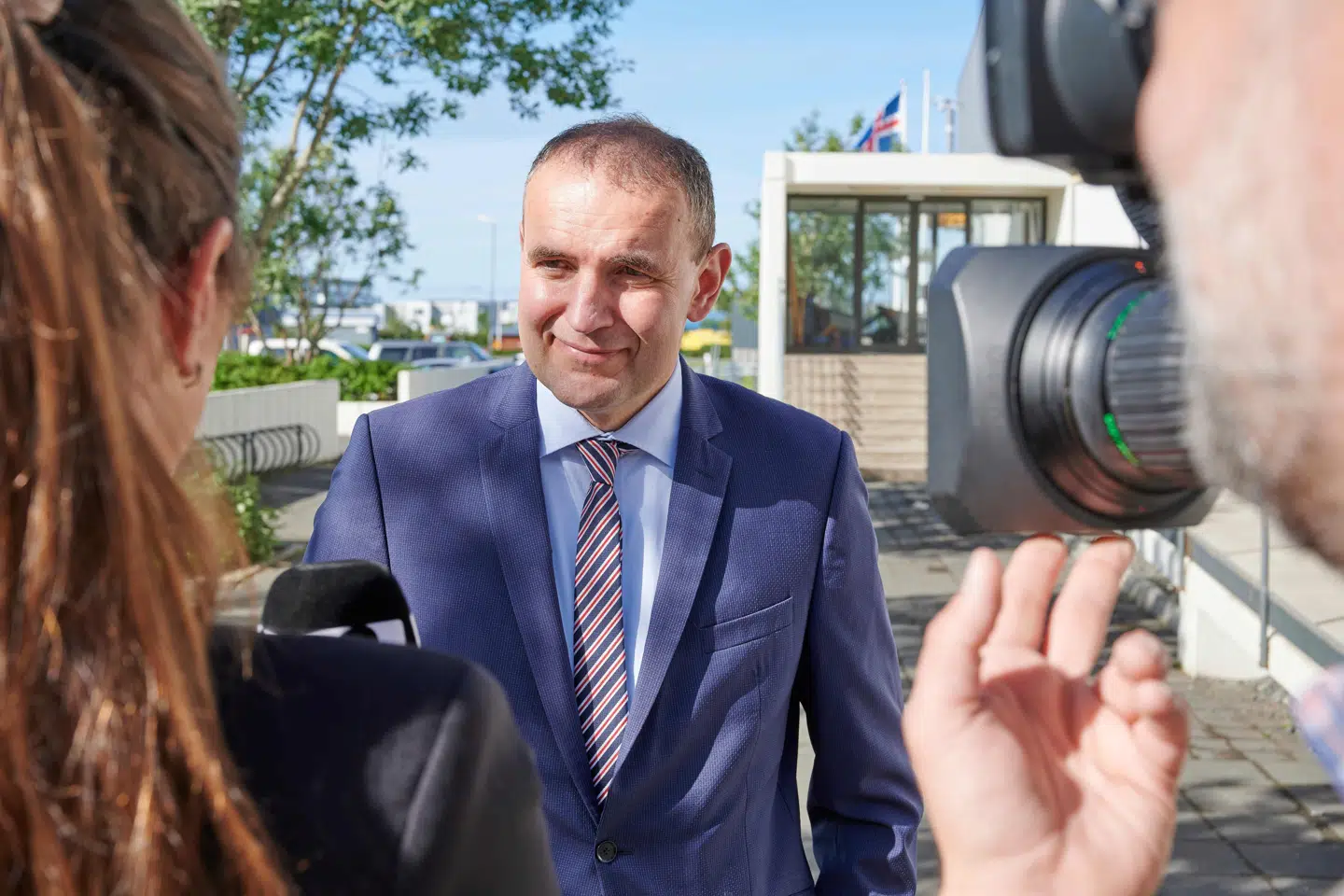 Den siddende præsident i Island, Gudni Johannesson, gav lørdag et interview, efter at han havde afgivet sin stemme på en skole i Gardabær i det sydvestlige Island. Halldor Kolbeins/Ritzau Scanpix