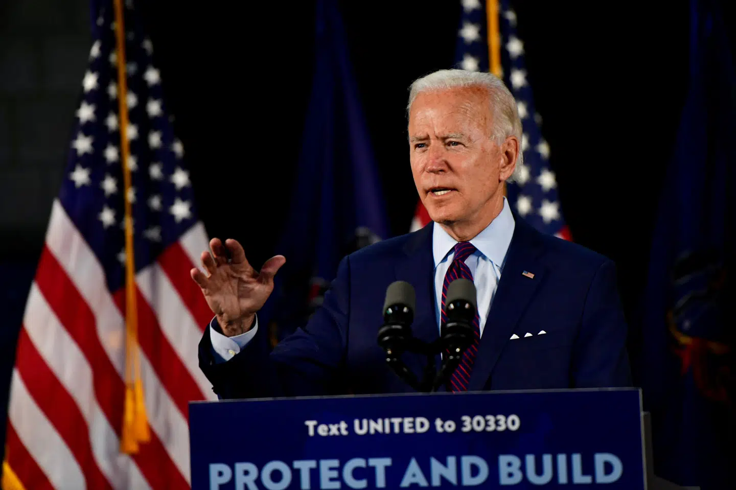 Demokraternes formodede præsidentkandidat, Joe Biden, står stærkt i de svingstater, som i 2016 sikrede Donald Trumps valgsejr. (Arkivfoto) Mark Makela/Reuters