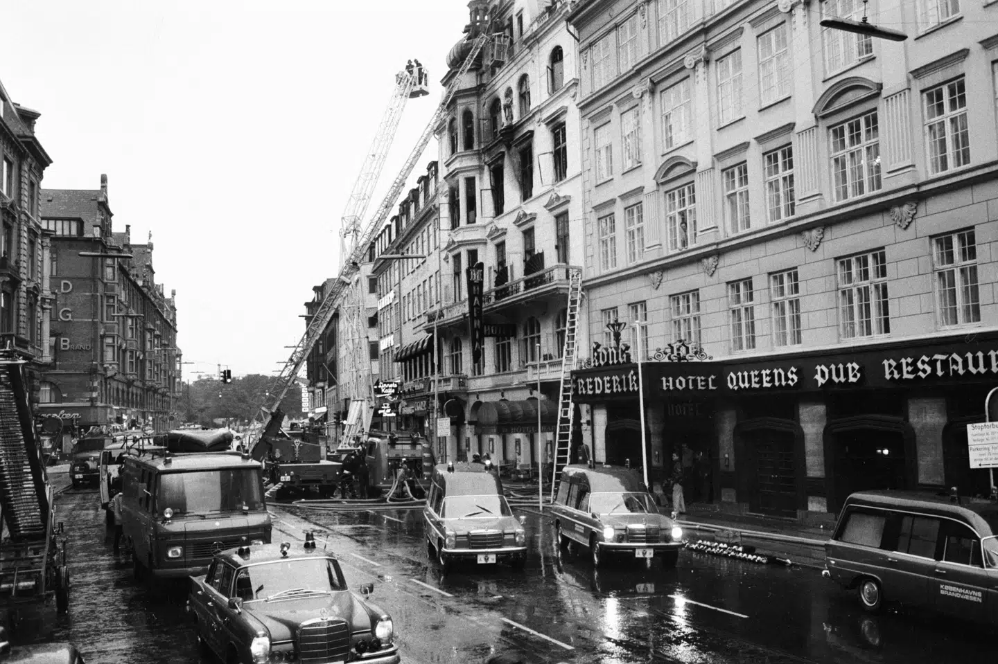 Hotel Hafnia i Vester Voldgade 23 i København blev bygget i 1899 ved arkitekt Philip Smidth og udbrændte ved en katastrofal pyromanbrand 1. september 1973. 35 mennesker omkom. (Arkivfoto). Mini Wolf/Ritzau Scanpix