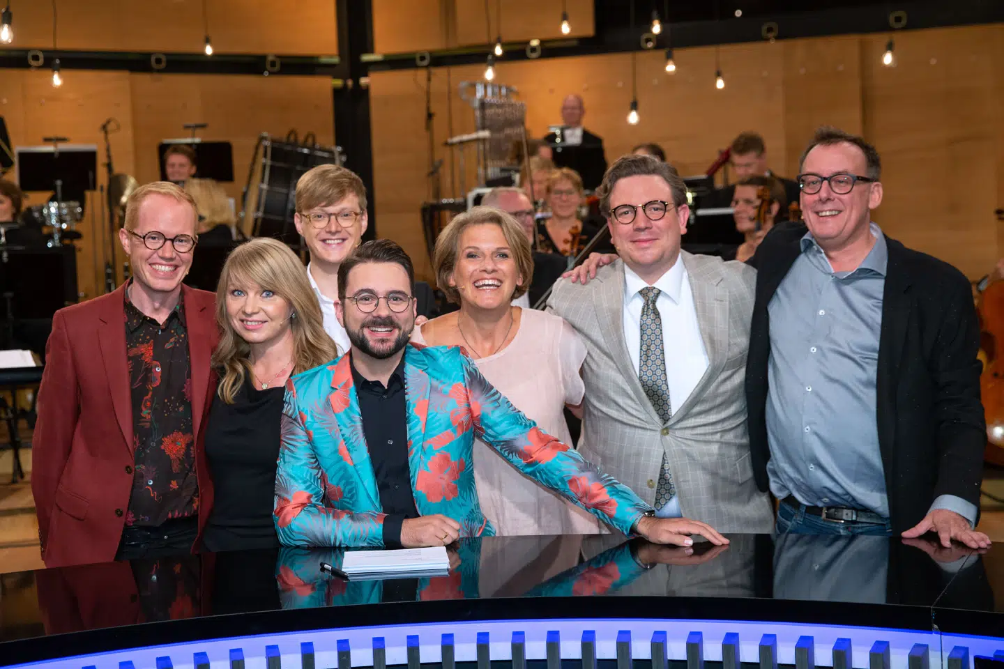 Mathias Hammer (yderst tv.) har de seneste fem år været holdkaptajn i 'Den klassiske musikquiz' på DR2 sammen med Frederik Cilius, mens Phillip Faber styrer slagets gang.