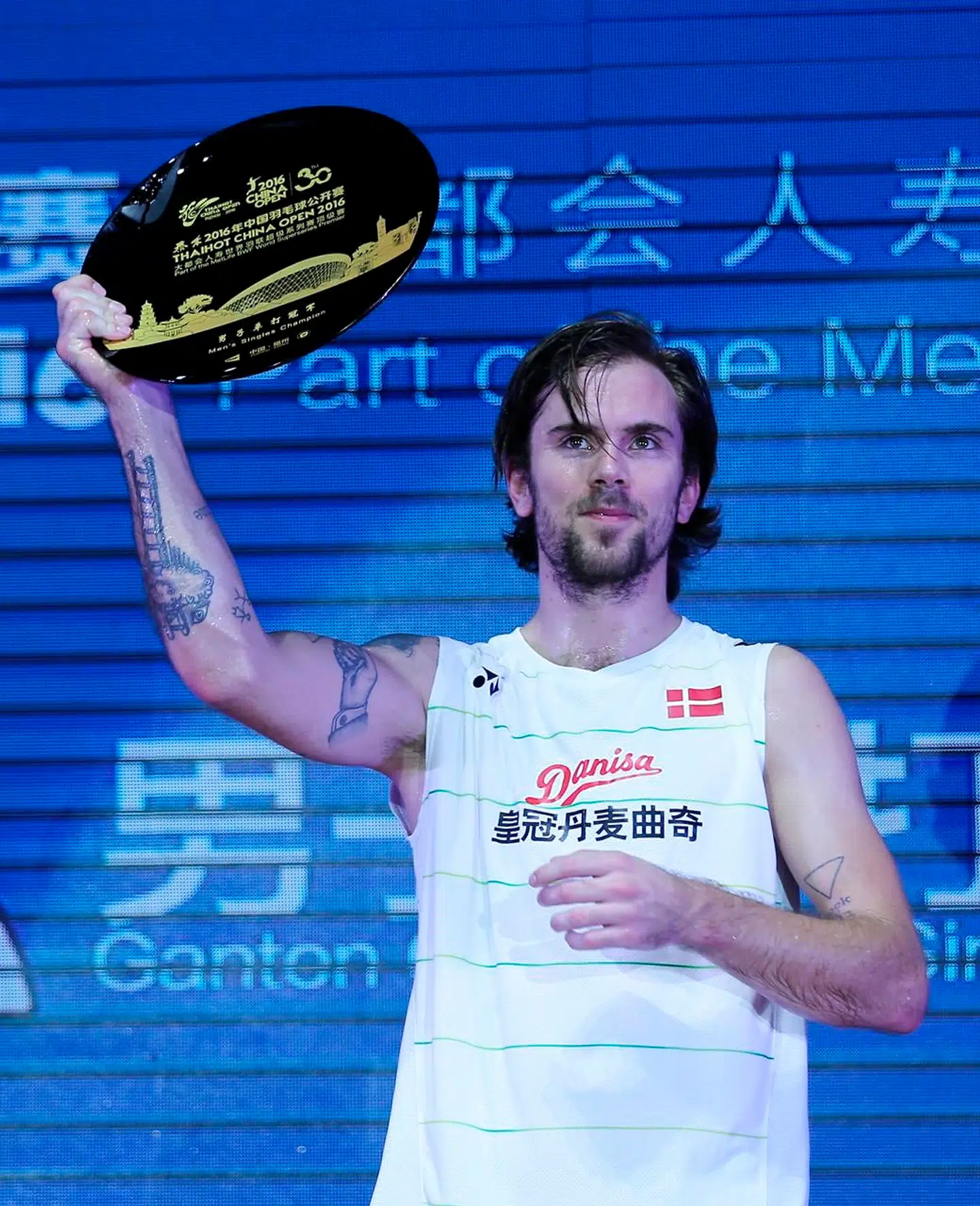 Jan Ø. Jørgensen efter en af karrierens største triumfer, sejren ved China Open i 2016.