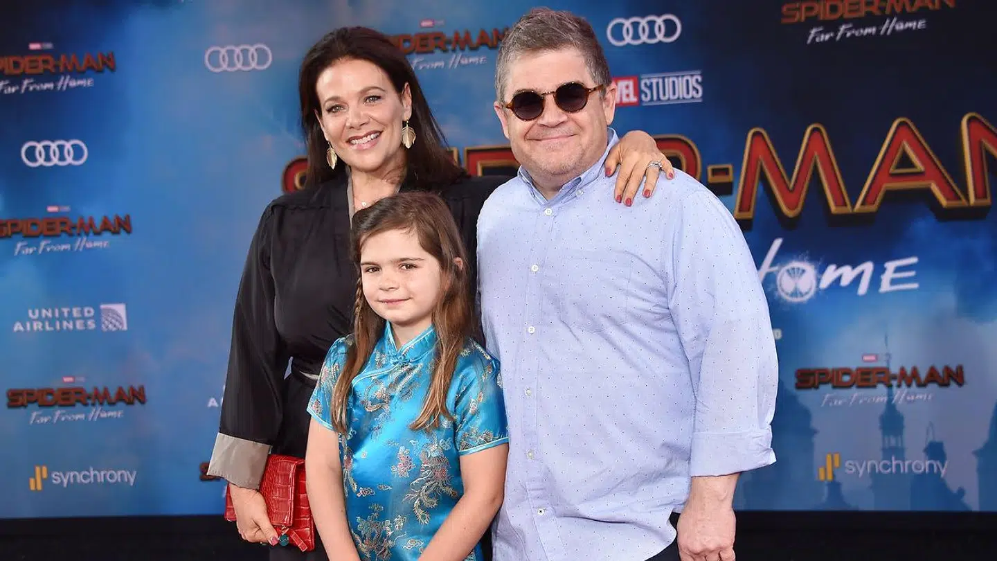 Patton Oswalt, datteren Alice og hans nye kone Meredith Salenger.